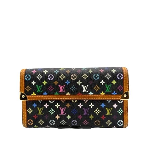 Louis‎ Vuitton Murakami Black Monogram Multicolor Porte Tresor Intern'l Wallet* - Picture 1 of 15